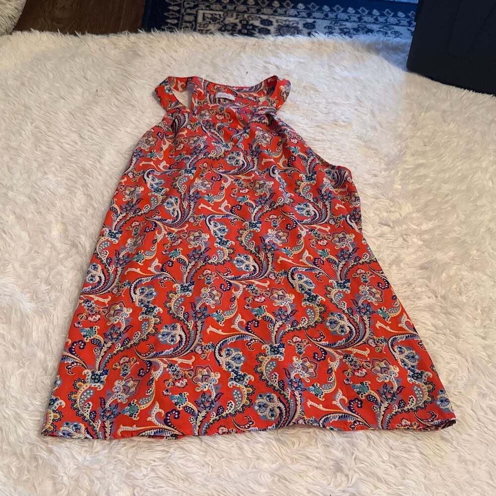 Pixley Red Paisley V Neck Tank Top Size L